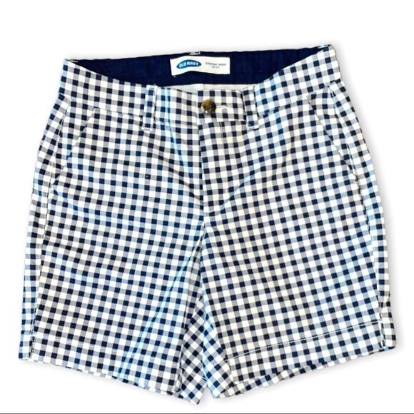 OLD Navy Everyday Mid-Rise Navy Gingham Check Size 0 - Picture 1 of 4